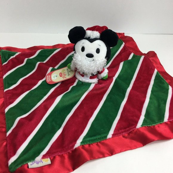 Hallmark Disney Itty Bittys Holiday Mickey Mouse Lovey Security Blanket Baby New - Picture 2 of 12